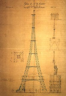 Premier croquis du pylône de 300 mètres © wikipedia.org