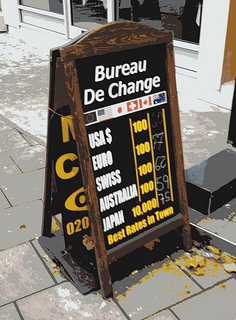 Pancarte d'un bureau de change