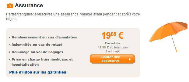 Assurance proposée par Easyjet