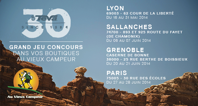 Les dates du concours Teva dans les boutiques Au Vieux Campeur