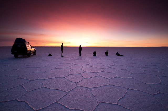 Coucher de soleil au Salar Uyuni