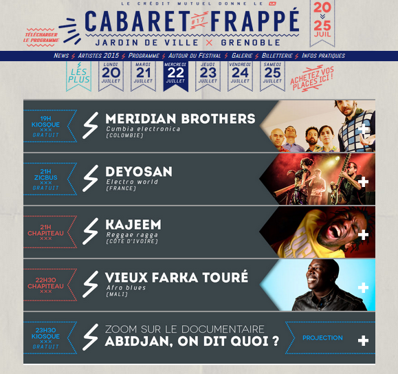 Programme Cabaret Frappé 22 Juillet 2015