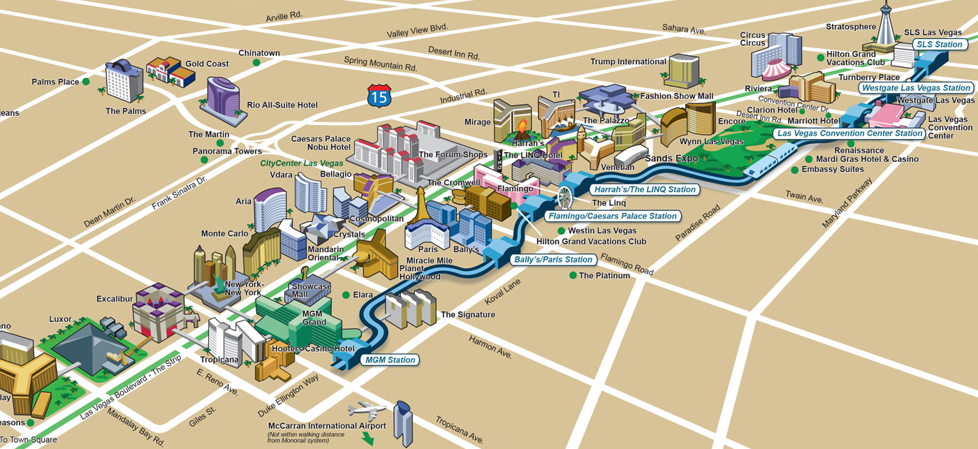 Plan de Las Vegas (casinos, hôtels, monuments)