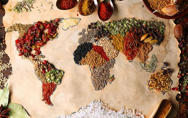 Carte du monde à base d'épices