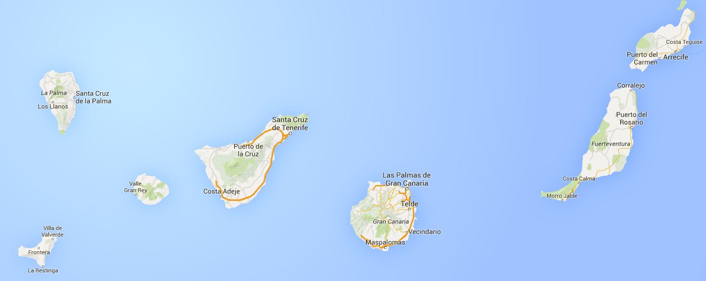 Carte des îles Canaries