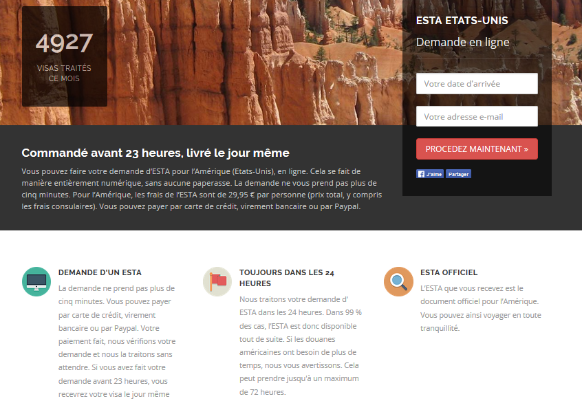Demande de visa pour les Etats-Unis avec e-visums.fr