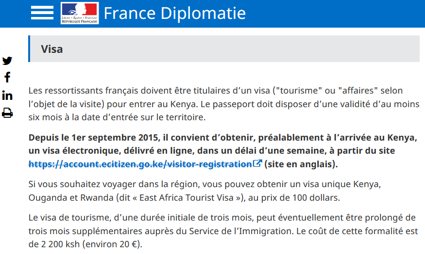 Renseignements sur le site diplomatie gouv