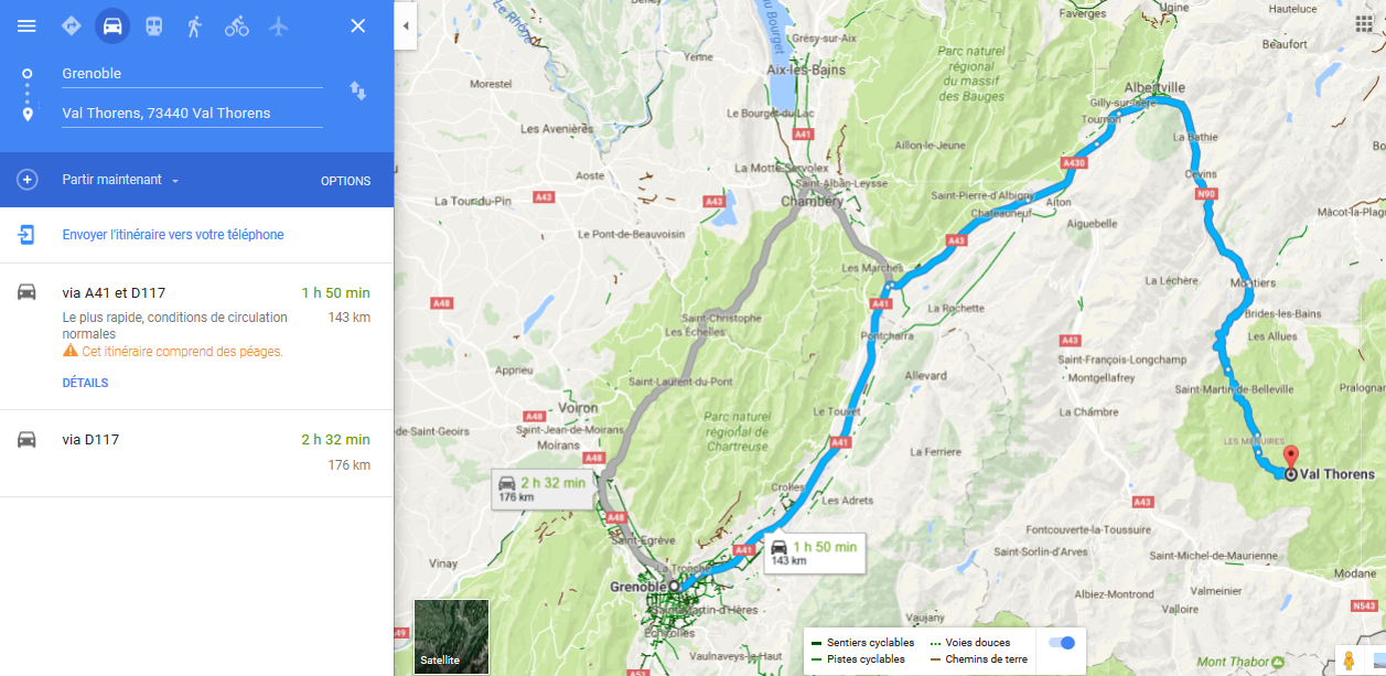 Itinéraire Grenoble / Val Thorens